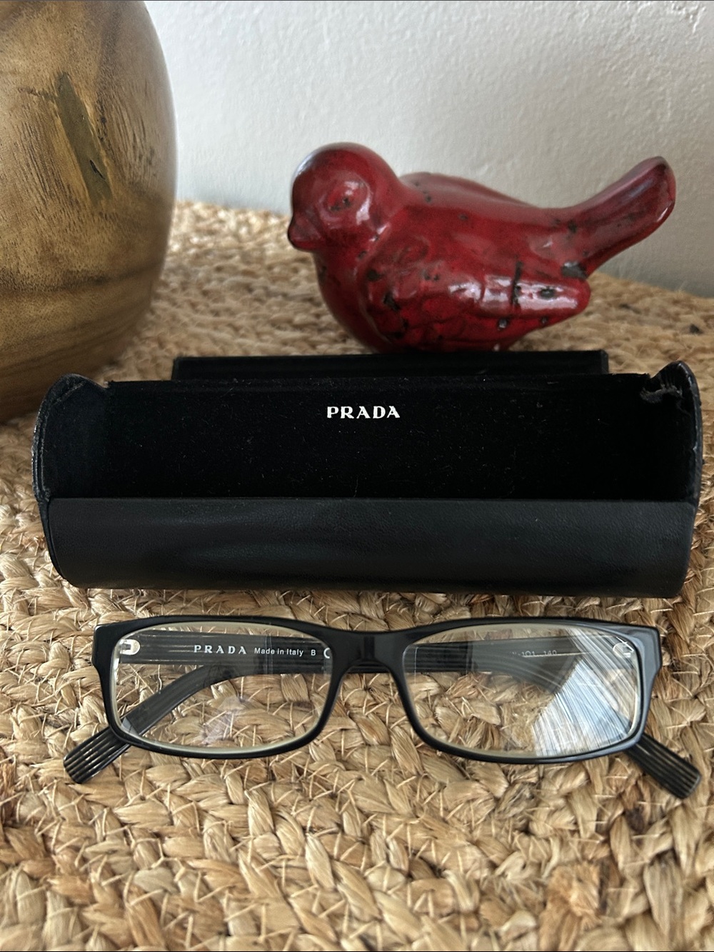 Prada Black Rectangular Optical Glasses with Prada Case